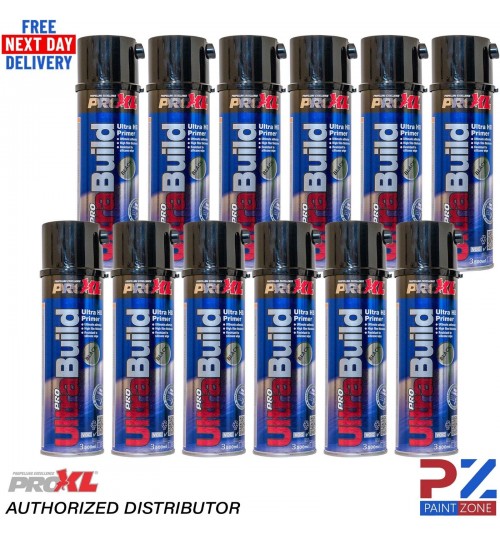 12X PROXL Pro Ultra Build High Build Primer Aerosol 500ml BLACK