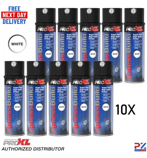 10x ProXL XpressBuild White High Build Primer – 500ml Spray for Cars