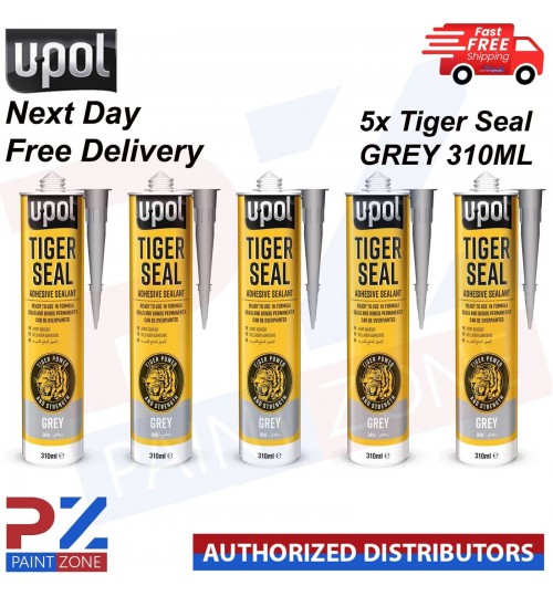 5 X UPOL TIGER SEAL PU ADHESIVE POLYURETHANE SEALANT SEALER U-POL 310ML - GREY