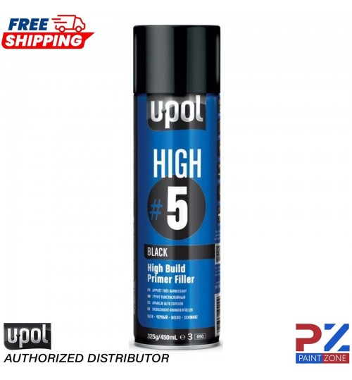 UPOL HIGH BUILD HIGH #5 PRIMER 450ML AEROSOL U-POL - BLACK