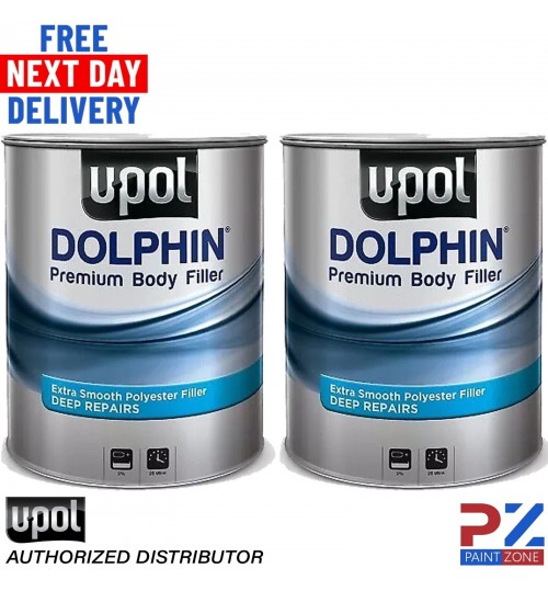 2X UPOL DOLPHIN PREMIUM BODY FILLER EXTRA SMOOTH POLYESTER FILLER MEDIUM 3 LITRE