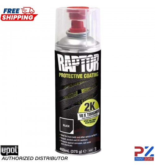 UPOL RAPTOR 2K TOUGH BED LINER U-POL PROTECTOR 400ML AEROSOL - BLACK
