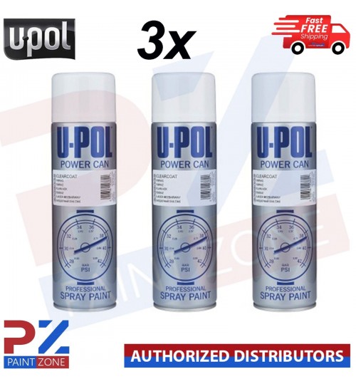 3x U-pol Power Can Clear Coat Aerosol Spray Paint Fast Drying 500ml 