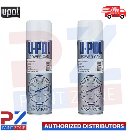2x U-pol Power Can Clear Coat Aerosol Spray Paint Fast Drying 500ml 