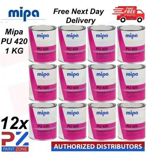 12x MIPA PU 420 Seam Sealer 1KG Polyurethane Adhesive Sealant Tin Grey