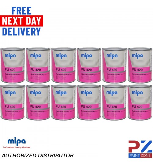 12 x MIPA PU 420 Seam Sealer 1KG Polyurethane Adhesive Sealant Tin Grey