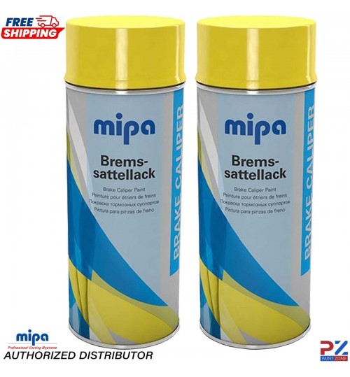 2x Mipa Yellow Brake Caliper Spray Paint 400ml - High-Temperature Coating