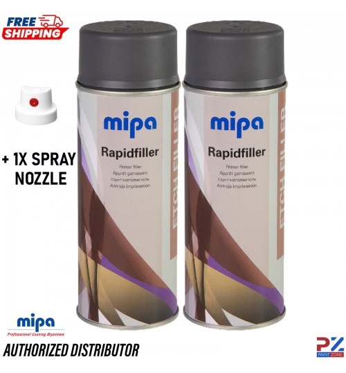 2X MIPA Rapid Filler Light Grey Etch Primer Spray 400ml Paint Primer + 1x Nozzle