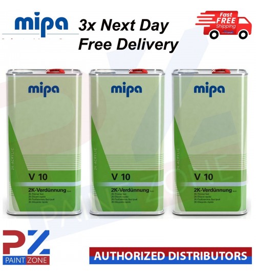 3 X MIPA 271150000 V10 FAST 2K THINNER REDUCER 5LTR - Next Day Free Delivery
