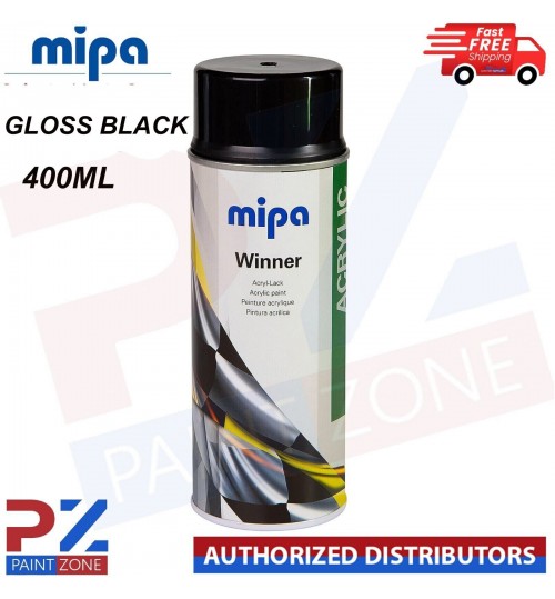 Mipa Winner Acrylic Spray Acrylic Paint Black Glossy 400ml Aerosol