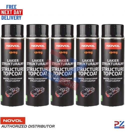 5x NOVOL Black Structure Topcoat 500ml – Textured Paint for Auto Trim & Bumper